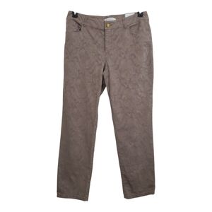 NWT Chico's Ultimate Fit Ankle Pants Jacquard Taos Taupe Tan Size Medium Casual